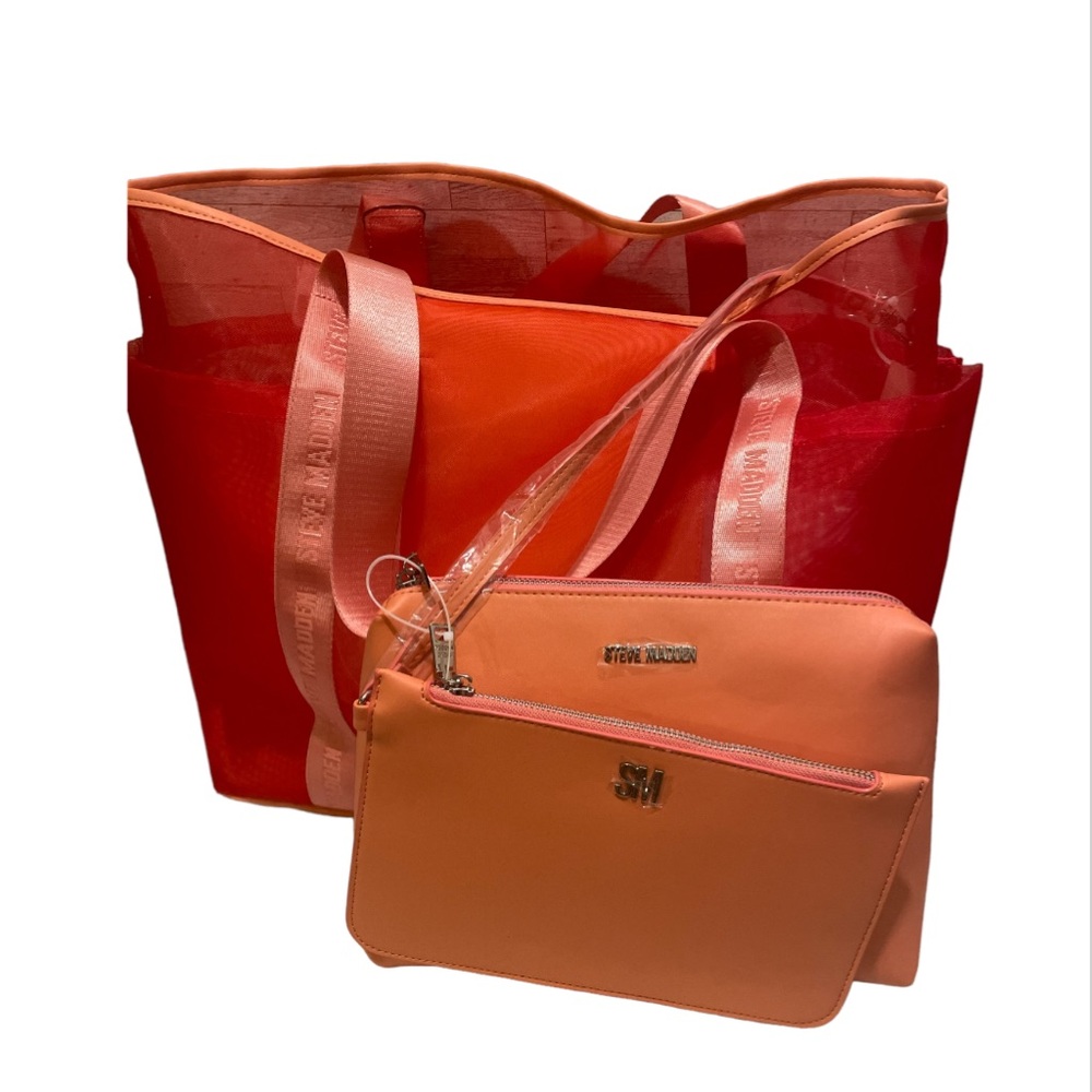 Steve Madden Ocean Coral Mesh Belinda Tote